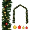 VidaXL Christmas Garland With Baubles And LED Lights Green 10 M PVC