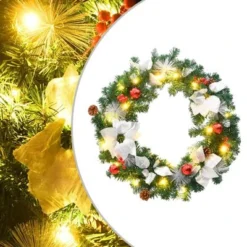VidaXL Christmas Wreath With LED Lights Black 60 Cm PVC -Deals Vidaxl Store image 1 321516 1
