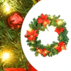 VidaXL Christmas Wreath With LED Lights Green 60 Cm PVC 18 VidaXL Christmas Wreath With LED Lights Green 60 Cm PVC -Deals Vidaxl Store image 1 321517