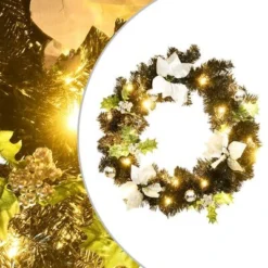 VidaXL Christmas Wreath With LED Lights Green 60 Cm PVC 19 VidaXL Christmas Wreath With LED Lights Green 60 Cm PVC -Deals Vidaxl Store image 1 321518