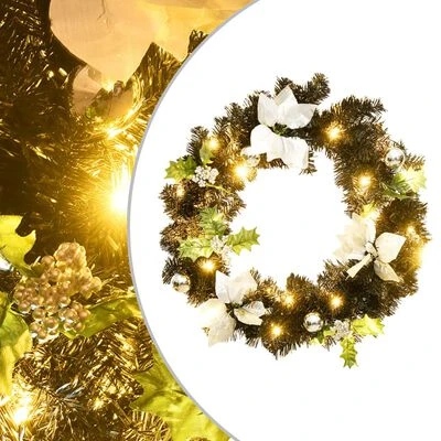 VidaXL Christmas Wreath With LED Lights Green 60 Cm PVC 11 VidaXL Christmas Wreath With LED Lights Green 60 Cm PVC - Image 9