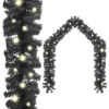 VidaXL Christmas Garland With LED Lights 10 M Black