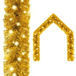 VidaXL Christmas Garland With LED Lights 5 M Gold