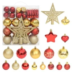 VidaXL 65 Piece Christmas Bauble Set Pink/Red/White -Deals Vidaxl Store image 1 330088