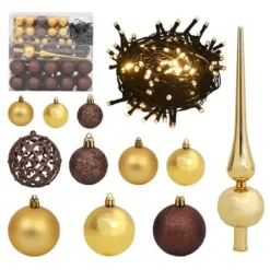 VidaXL 120 Piece Christmas Ball Set With Peak And 300 LEDs Rose Gold -Deals Vidaxl Store image 1 330096 1