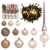 VidaXL 120 Piece Christmas Ball Set With Peak And 300 LEDs Rose Gold