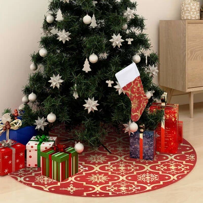 VidaXL Luxury Christmas Tree Skirt With Sock Red 90 Cm Fabric 4 VidaXL Luxury Christmas Tree Skirt With Sock Red 90 Cm Fabric - Image 2