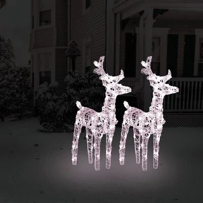 VidaXL Christmas Reindeers 2 Pcs Warm White 80 LEDs Acrylic 4 VidaXL Christmas Reindeers 2 Pcs Warm White 80 LEDs Acrylic - Image 2