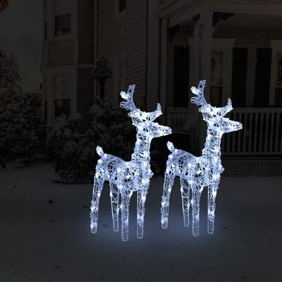 VidaXL Christmas Reindeers 2 Pcs Cold White 80 LEDs Acrylic 4 VidaXL Christmas Reindeers 2 Pcs Cold White 80 LEDs Acrylic - Image 2