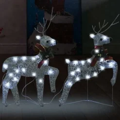 VidaXL Christmas Reindeers 2 Pcs Silver 40 LEDs -Deals Vidaxl Store image 1 342684