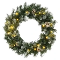 VidaXL Christmas Wreath With LED Lights Green 45 Cm PVC