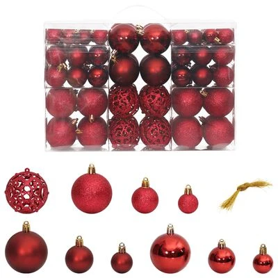 VidaXL Christmas Baubles 100 Pcs Wine Red 3 / 4 / 6 Cm 3 VidaXL Christmas Baubles 100 Pcs Wine Red 3 / 4 / 6 Cm