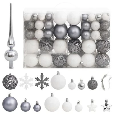 VidaXL 111 Piece Christmas Bauble Set Silver Polystyrene 17 VidaXL 111 Piece Christmas Bauble Set Silver Polystyrene - Image 15