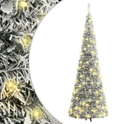 VidaXL Artificial Christmas Tree Pop-up Flocked Snow 50 LEDs 120 Cm