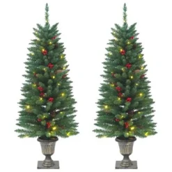 VidaXL Artificial Christmas Trees 2 Pcs 100 LEDs Green 120 Cm