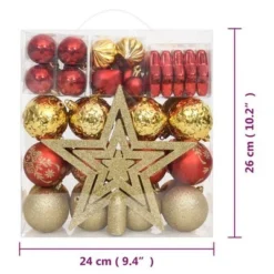 VidaXL 70 Piece Christmas Bauble Set Gold And Red -Deals Vidaxl Store image 20 330088