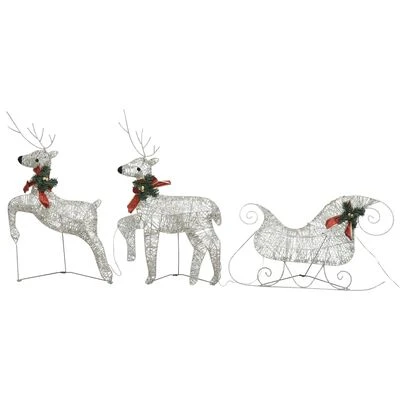 VidaXL Reindeer & Sleigh Christmas Decoration 60 LEDs Outdoor Silver 10 VidaXL Reindeer & Sleigh Christmas Decoration 60 LEDs Outdoor Silver - Image 8