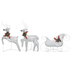 VidaXL Reindeer & Sleigh Christmas Decoration 60 LEDs Outdoor White -Deals Vidaxl Store image 2 289978 2
