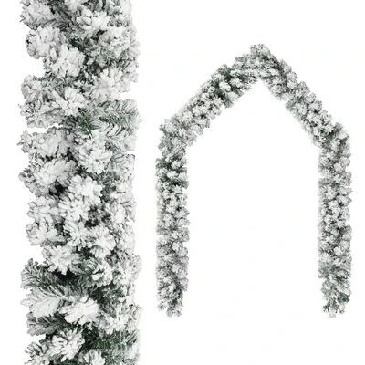 VidaXL Christmas Garland With LEDs&Flocked Snow Green 5 M PVC 4 VidaXL Christmas Garland With LEDs&Flocked Snow Green 5 M PVC - Image 2