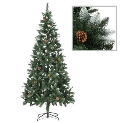 VidaXL Artificial Pre-lit Christmas Tree With Ball Set&Pine Cones 210 Cm 4 VidaXL Artificial Pre-lit Christmas Tree With Ball Set&Pine Cones 210 Cm - Image 2