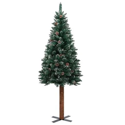 VidaXL Slim Christmas Tree With Real Wood And White Snow Green 150 Cm 4 VidaXL Slim Christmas Tree With Real Wood And White Snow Green 150 Cm - Image 2