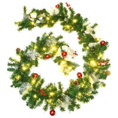 VidaXL Christmas Garland With LED Lights Green 2,7 M PVC 4 VidaXL Christmas Garland With LED Lights Green 2,7 M PVC - Image 2