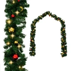 VidaXL Christmas Garland With Baubles And LED Lights Green 10 M PVC 11 VidaXL Christmas Garland With Baubles And LED Lights Green 10 M PVC -Deals Vidaxl Store image 2 321508
