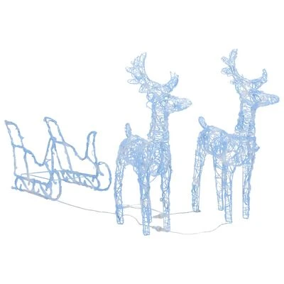 VidaXL Reindeers & Sleigh Christmas Decoration 160 LEDs 130 Cm Acrylic 3 VidaXL Reindeers & Sleigh Christmas Decoration 160 LEDs 130 Cm Acrylic