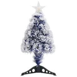 VidaXL Artificial Pre-lit Christmas Tree White&Blue 64 Cm Fibre Optic