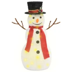 VidaXL Decorative Christmas Snowman Figure With LED Luxury Fabric 60cm