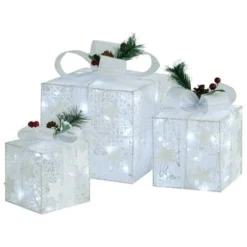 VidaXL Decorative Christmas Gift Boxes 3 Pcs White Outdoor Indoor