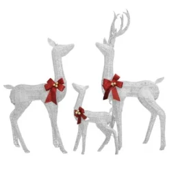 VidaXL Reindeer Family Christmas Decoration White And Silver 201 LEDs