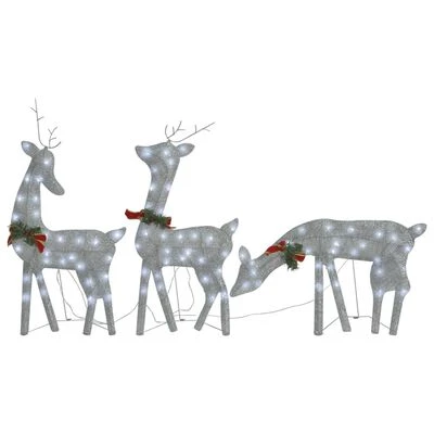 VidaXL Christmas Reindeer Family 270x7x90 Cm Silver Cold White Mesh 3 VidaXL Christmas Reindeer Family 270x7x90 Cm Silver Cold White Mesh
