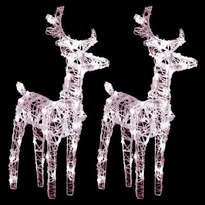 VidaXL Christmas Reindeers 2 Pcs Warm White 80 LEDs Acrylic 3 VidaXL Christmas Reindeers 2 Pcs Warm White 80 LEDs Acrylic