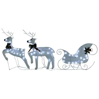 VidaXL Reindeer & Sleigh Christmas Decoration 60 LEDs Outdoor Silver 11 VidaXL Reindeer & Sleigh Christmas Decoration 60 LEDs Outdoor Silver - Image 9