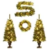 VidaXL Artificial Christmas Trees 2 Pcs With Wreath, Garland And LEDs