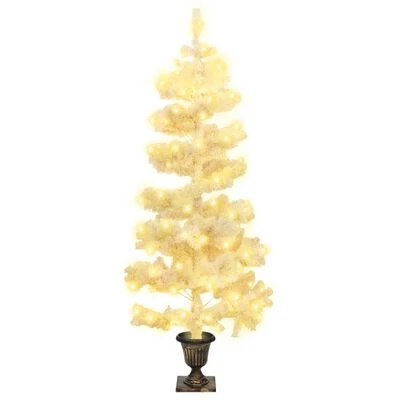 VidaXL Swirl Pre-lit Christmas Tree With Pot White 120 Cm PVC 4 VidaXL Swirl Pre-lit Christmas Tree With Pot White 120 Cm PVC - Image 2