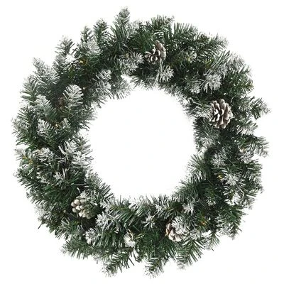 VidaXL Christmas Wreath With LED Lights Green 45 Cm PVC 4 VidaXL Christmas Wreath With LED Lights Green 45 Cm PVC - Image 2