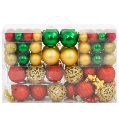 VidaXL 112 Piece Christmas Bauble Set Red / Green / Gold Polystyrene 4 VidaXL 112 Piece Christmas Bauble Set Red / Green / Gold Polystyrene - Image 2