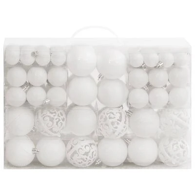 VidaXL 111 Piece Christmas Bauble Set White Polystyrene 4 VidaXL 111 Piece Christmas Bauble Set White Polystyrene - Image 2
