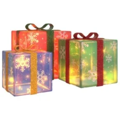 VidaXL Lighted Christmas Boxes 3 Pcs 64 LEDs Warm White -Deals Vidaxl Store image 2 356245