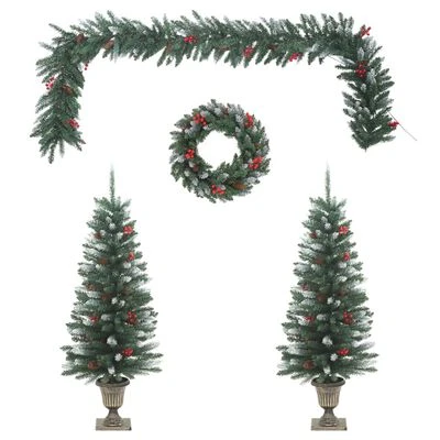 VidaXL Artificial Christmas Trees 2 Pcs With Wreath, Garland And LEDs 16 VidaXL Artificial Christmas Trees 2 Pcs With Wreath, Garland And LEDs - Image 14