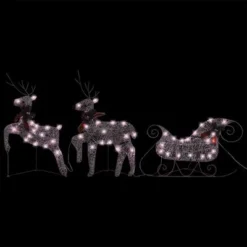 VidaXL Reindeer Sleigh Christmas Decoration 60 LEDs Outdoor Gold -Deals Vidaxl Store image 3 289977
