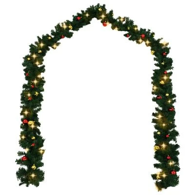 VidaXL Christmas Garland With Baubles And LED Lights Green 10 M PVC 5 VidaXL Christmas Garland With Baubles And LED Lights Green 10 M PVC - Image 3