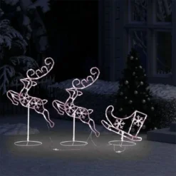VidaXL Acrylic Christmas Flying Reindeer&Sleigh 260x21x87cm Warm White -Deals Vidaxl Store image 3 328509