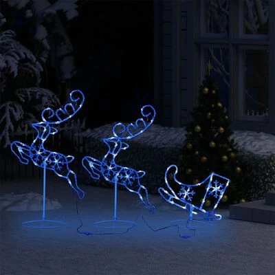 VidaXL Acrylic Christmas Flying Reindeer&Sleigh 260x21x87cm Blue 5 VidaXL Acrylic Christmas Flying Reindeer&Sleigh 260x21x87cm Blue - Image 3