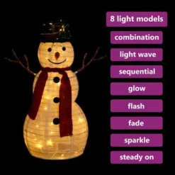 VidaXL Decorative Christmas Snowman Figure With LED Luxury Fabric 60cm 12 VidaXL Decorative Christmas Snowman Figure With LED Luxury Fabric 60cm -Deals Vidaxl Store image 3 329759
