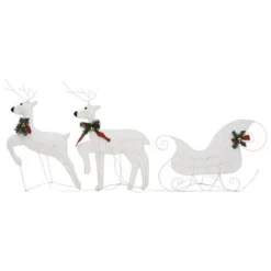 VidaXL Reindeer & Sleigh Christmas Decoration 60 LEDs Outdoor White -Deals Vidaxl Store image 3 342682