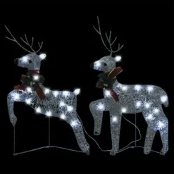 VidaXL Christmas Reindeers 2 Pcs Silver 40 LEDs -Deals Vidaxl Store image 3 342684