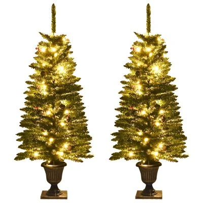 VidaXL Artificial Christmas Trees 2 Pcs With Wreath, Garland And LEDs 5 VidaXL Artificial Christmas Trees 2 Pcs With Wreath, Garland And LEDs - Image 3